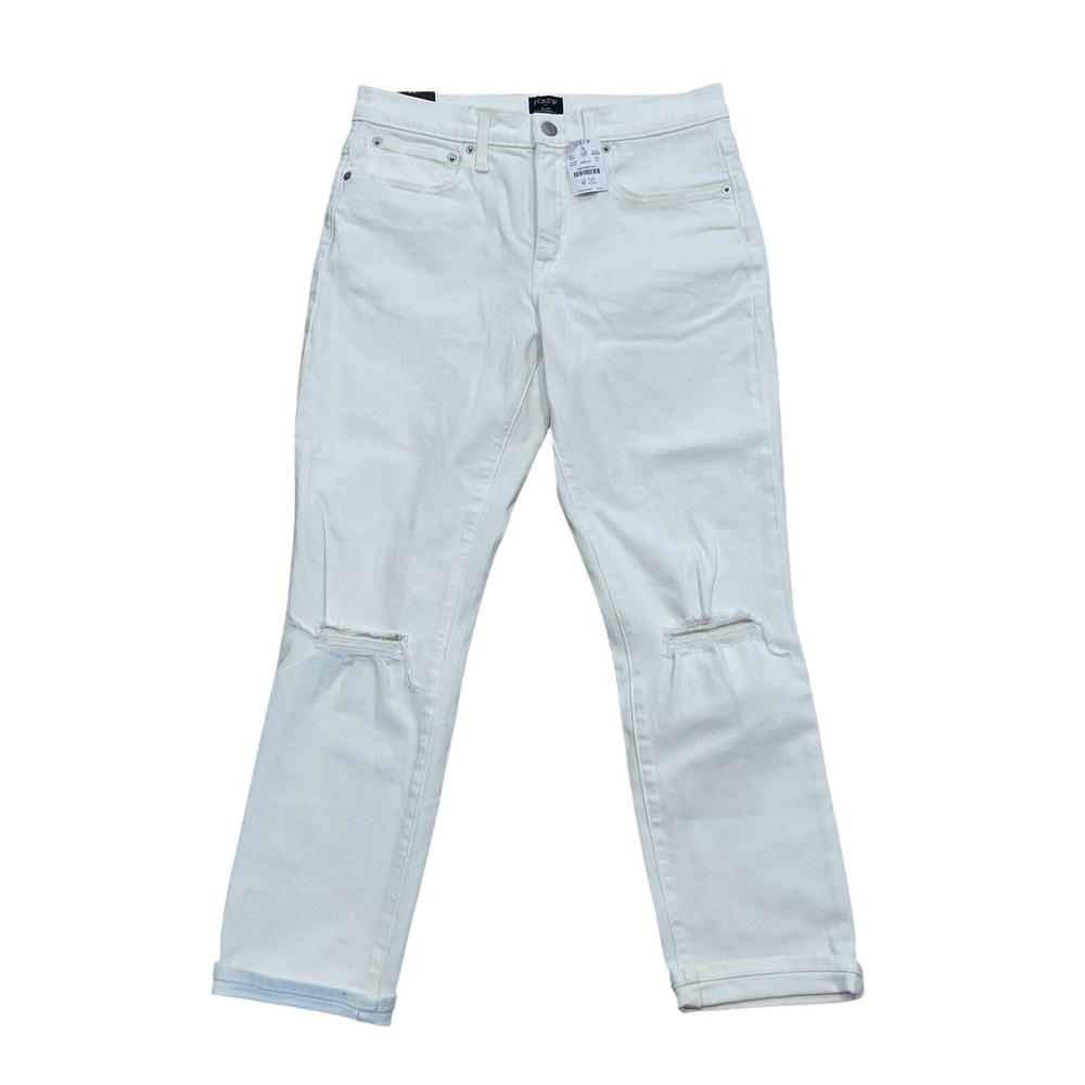 NEW J.Crew Slim Boyfriend Jeans Women 27 White Beach Classic Pants Minimalist